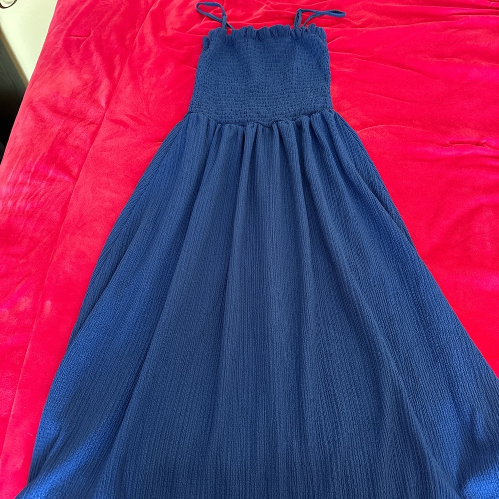 H&M Blue Sleeveless Spaghetti Strap Sundress for Weddings